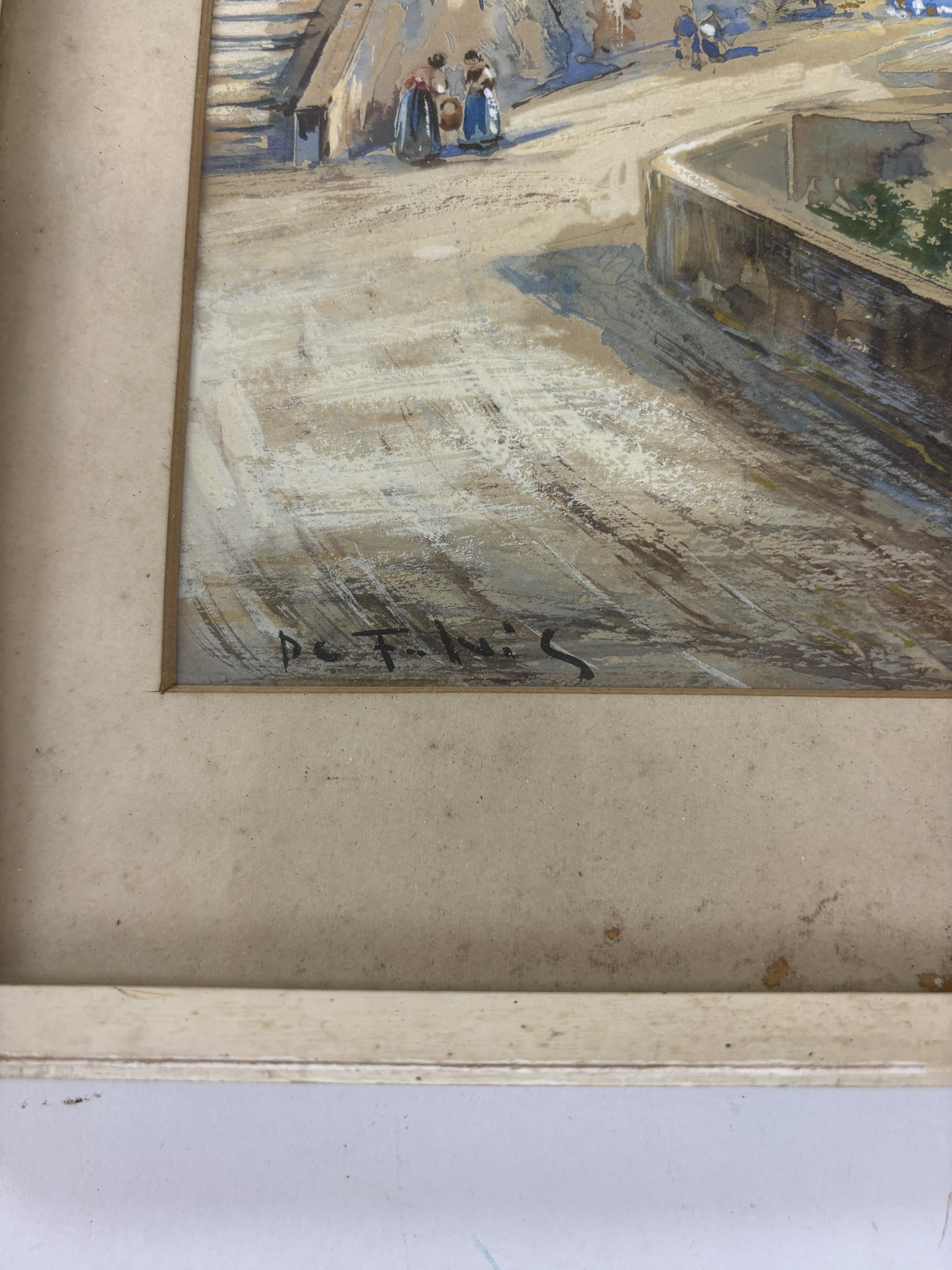 De Fulvis (Italian, 19/20th Century), heightened gouache, Neapolitan view, signed, 29 x 15cm